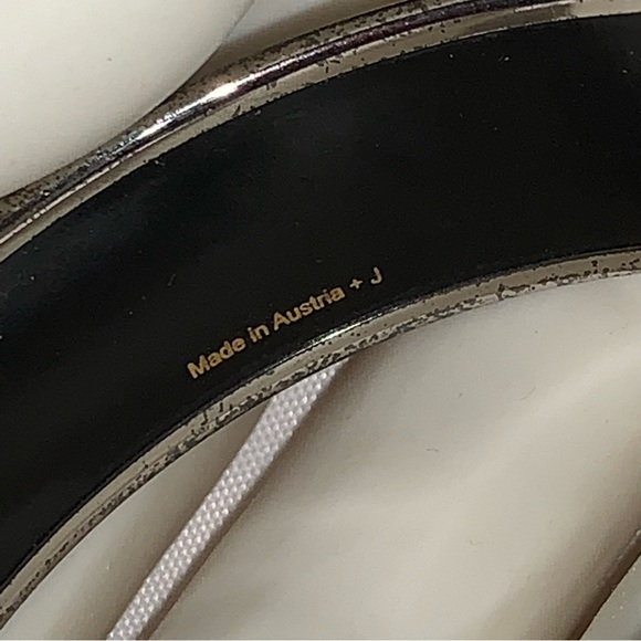 authentic HERMÈS palladium & enamel CUFF size PM - Picture 6 of 13